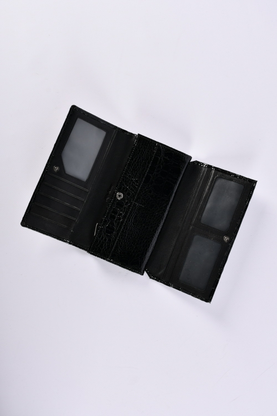 Гаманець жіночий шкіряний лаковий (color.black) розмір 18.5/9.5 см. "Alfa Ricco" арт.AR9003/WE