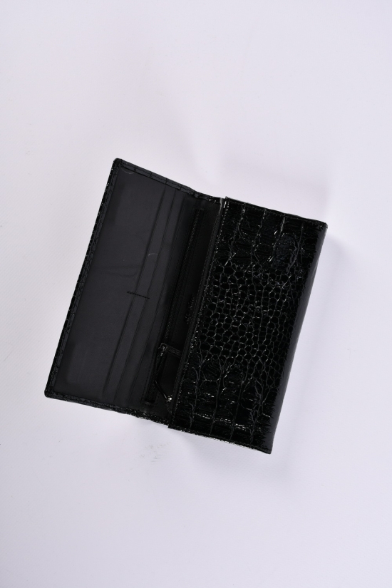 Гаманець жіночий шкіряний лаковий (color.black) розмір 19/9 см. Alfa Ricco арт.AR2004/WE