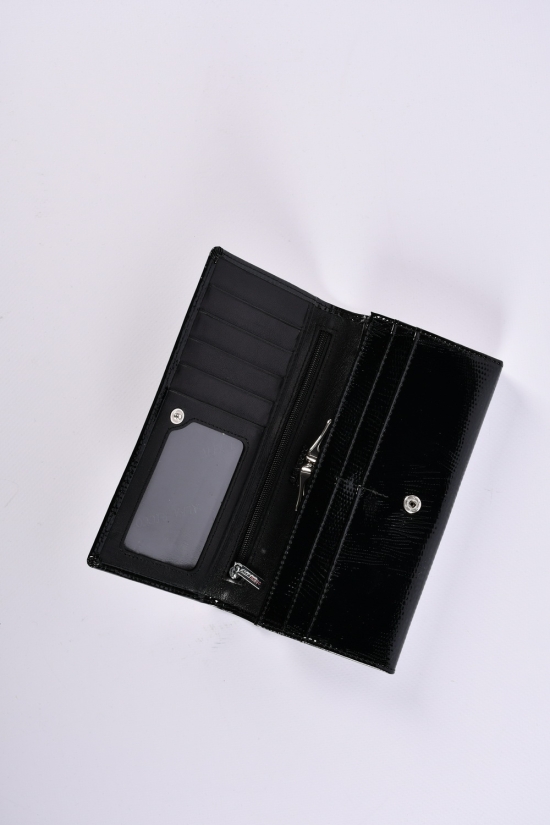Кошелёк женский кожаный лаковый (color.black) размер 18.5/9 см. Alfa Ricco арт.AR3430/18TT