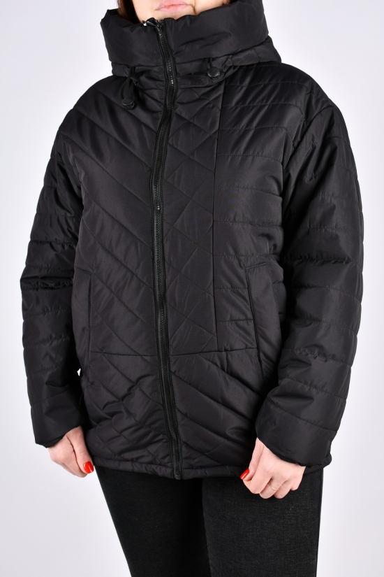Куртка женская (цв.черный) из плащевки демисезонная "Saint Wish" Размеры в наличии : 52, 54, 56 арт.7031