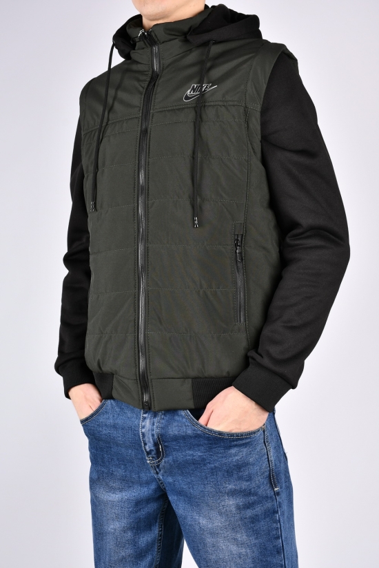 Куртка мужская демисезонная (цв.хаки) с отстёгивающими рукавами из плащёвки Размеры в наличии : 48, 50 арт.70