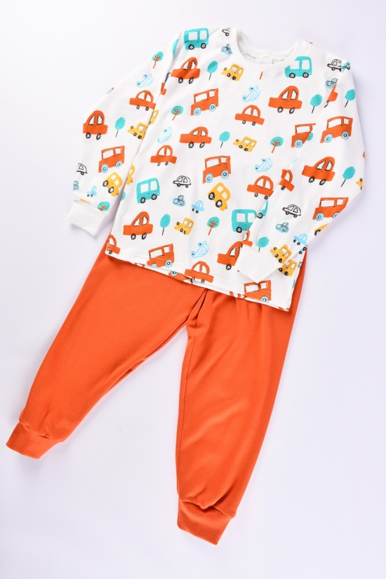 Пижама для мальчика (цв.белый/оранжевый) (ткань интерлок) размер 122-128 арт.228334