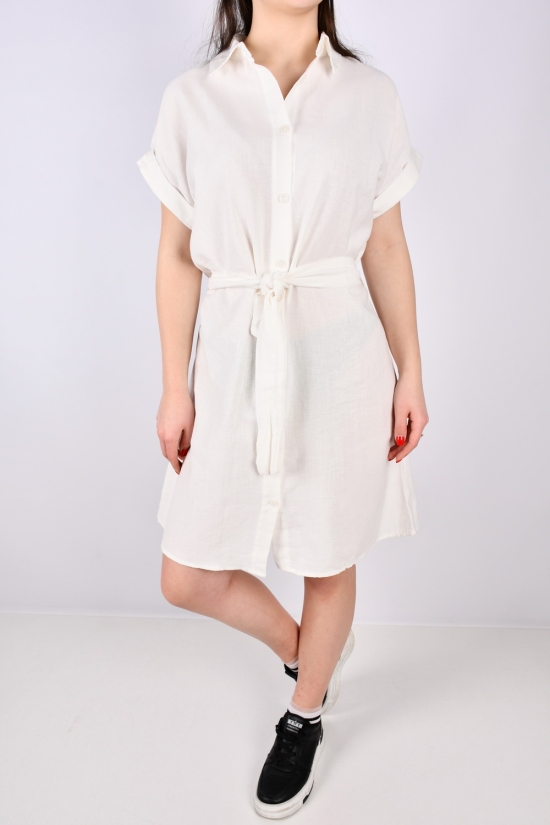 Сукня жіноча (кол. молочний) тканина льон "LIVE STYLE" Розміри в наявності : 42, 44, 46, 48 арт.1068