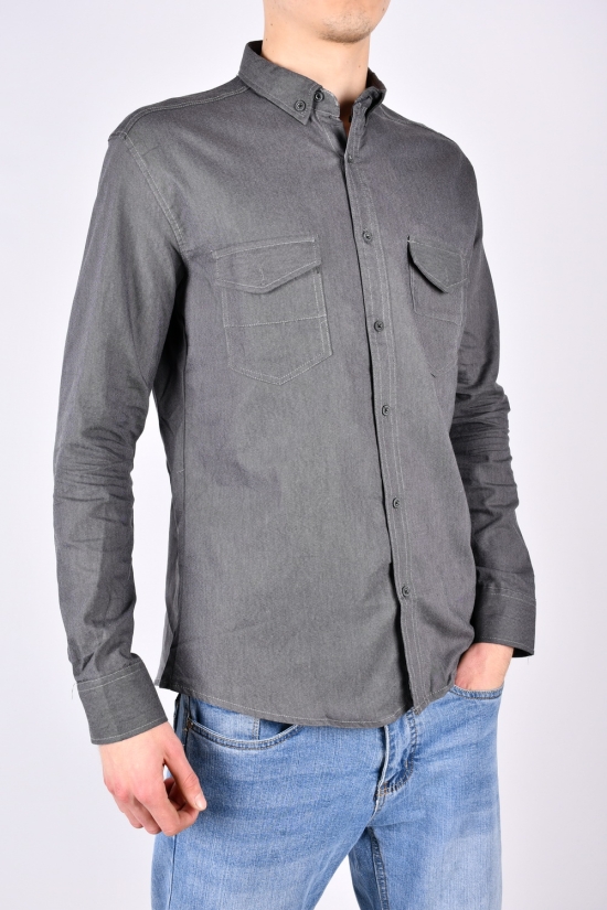 Рубашка мужская Slim Fit (цв.т/серый) котоновая "G-PORT" Размеры в наличии : 46, 48, 50, 52, 54 арт.джинс