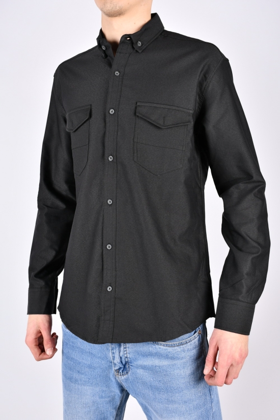 Рубашка мужская Slim Fit (цв.чёрный) котоновая "G-PORT" Размеры в наличии : 46, 48, 50, 52, 54 арт.джинс