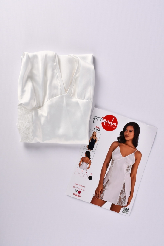 Нічна сорочка жіноча (кол. білий) атласна "Primoda" Розміри в наявності : 40, 42, 44, 46 арт.8204