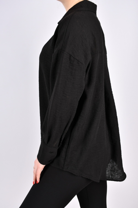 Сорочка жіноча (кол. чорний) "ENISSE" (склад 100% Cotton) модель OVER SIZE Розміри в наявності : 44, 46, 48, 50, 52 арт.752539