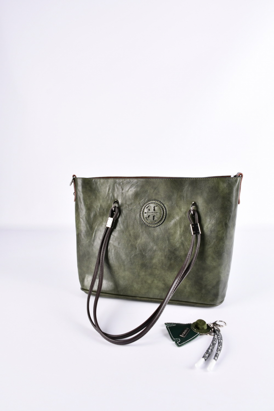 Cумка женская (цв.зеленый) + сумка через плече из натуральной кожи размер 38/27/13см арт.3002-1