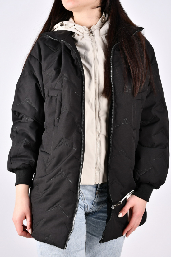 Куртка жіноча демісезонна (кол. чорний) з плащової тканини. Розміри в наявності : 46, 52 арт.6868