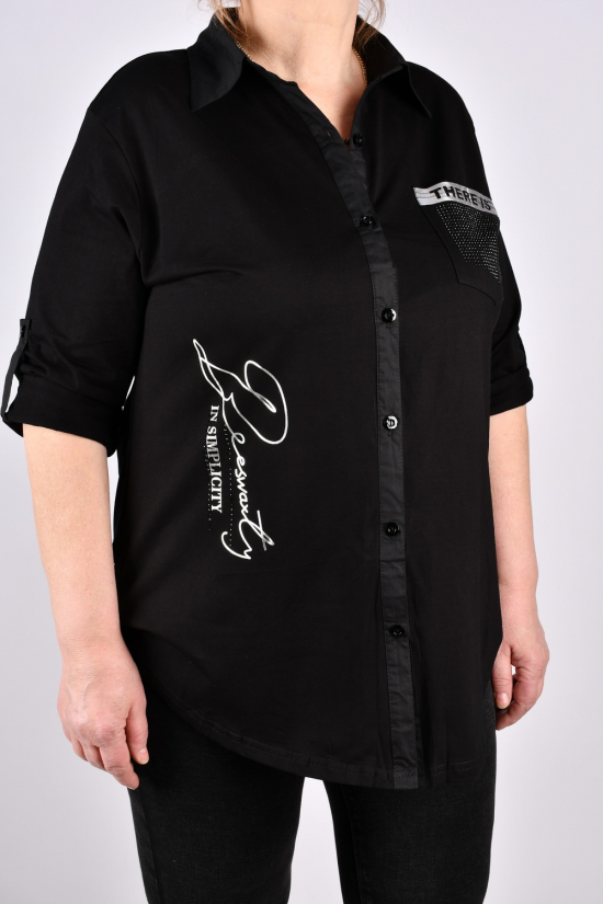 Рубашка женская (цв.чёрный) стрейчевая "ANGORA" Размеры в наличии : 52, 54, 56 арт.673
