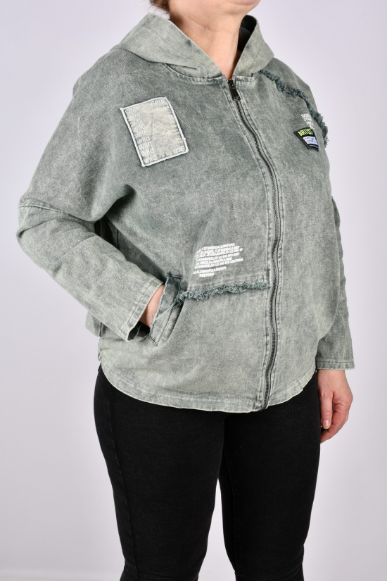 Куртка жіноча (кол. м'яти) тканина котон (модель OVERSIZE) "ANGORA" Розміри в наявності : 50, 52, 54 арт.S9202