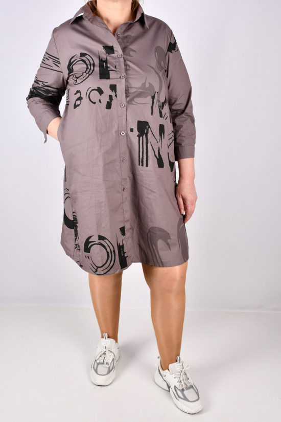 Сукня-сорочка жіноча (кол. капучино) котонове "ANGORA" Розміри в наявності : 48, 50, 52, 54 арт.6071