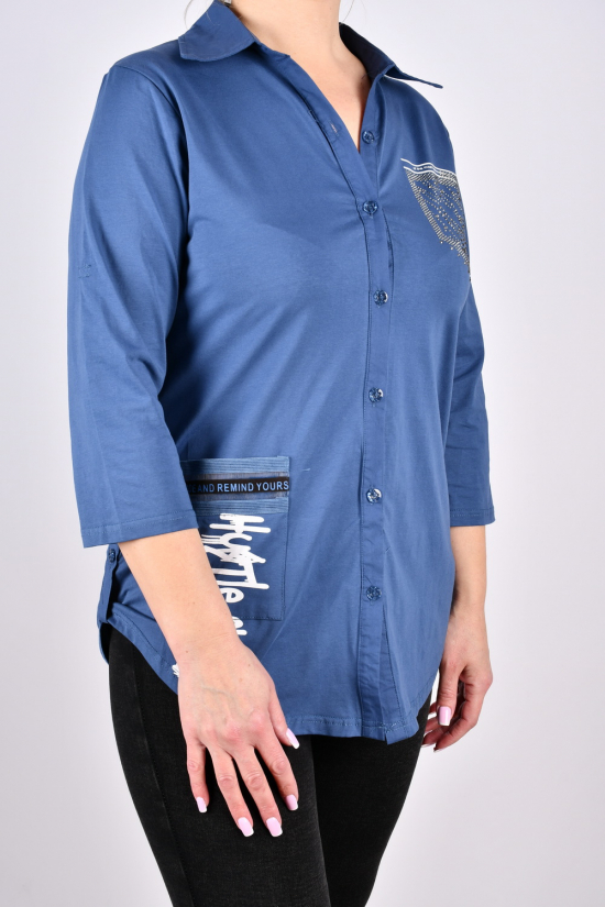 Рубашка женская (цв.синий) стрейчевая "ANGORA" Размер в наличии : 48 арт.678
