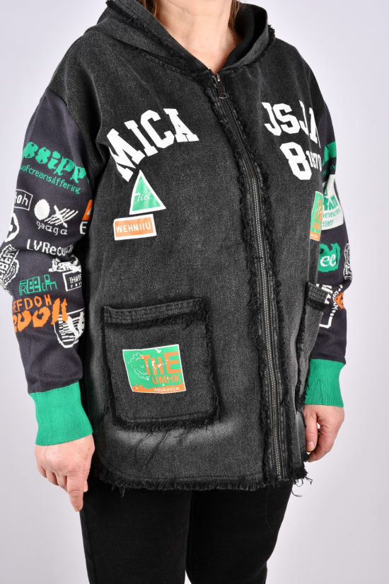 Куртка жіноча (кол. т/сірий) тканина котон (модель OVERSIZE) "ANGORA" Розміри в наявності : 50, 52, 54, 56 арт.617