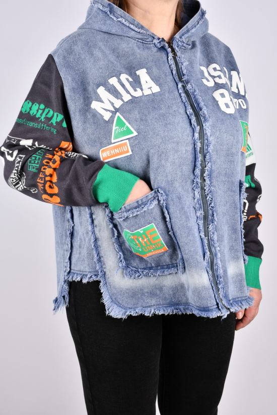 Куртка женская (цв.джинс) ткань коттон (модель OVERSIZE) "ANGORA" Размеры в наличии : 52, 54 арт.617