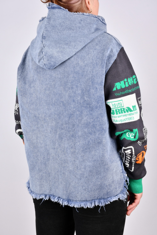 Куртка женская (цв.джинс) ткань коттон (модель OVERSIZE) "ANGORA" Размеры в наличии : 52, 54 арт.617
