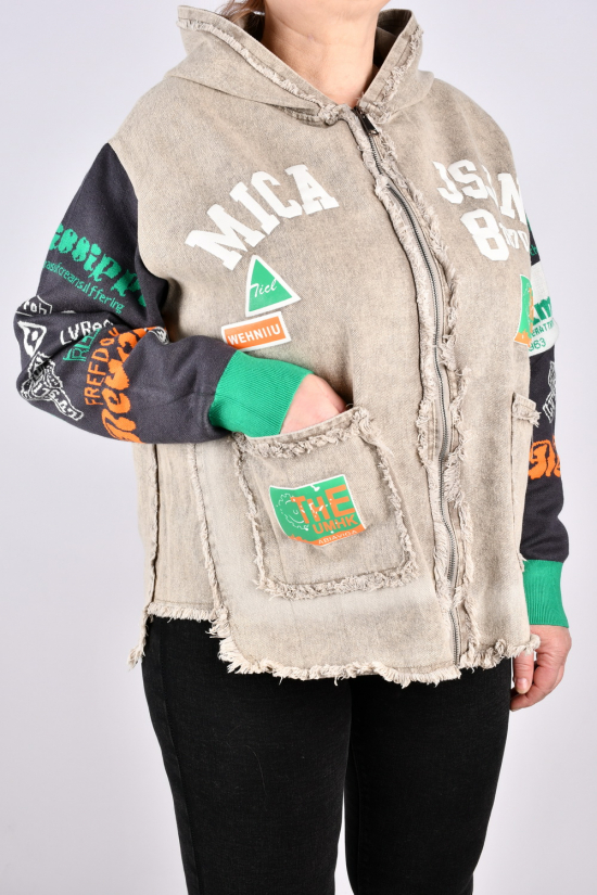 Куртка жіноча (кол. латте) тканина котон (модель OVERSIZE) "ANGORA" Розмір в наявності : 56 арт.617
