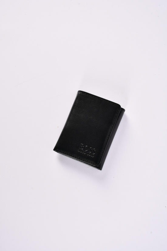 Гаманець чоловічий із натуральної шкіри (кол. чорний) розмір 11/7см "Hugo Boss" арт.1225
