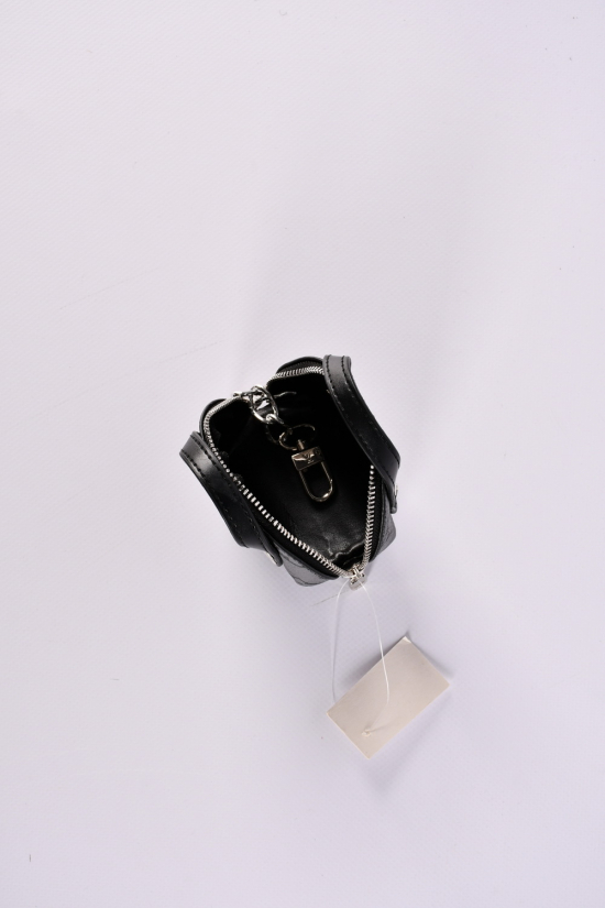Ключница женская кожаная (цв.серый/черный) размер 6/10 см  арт.333