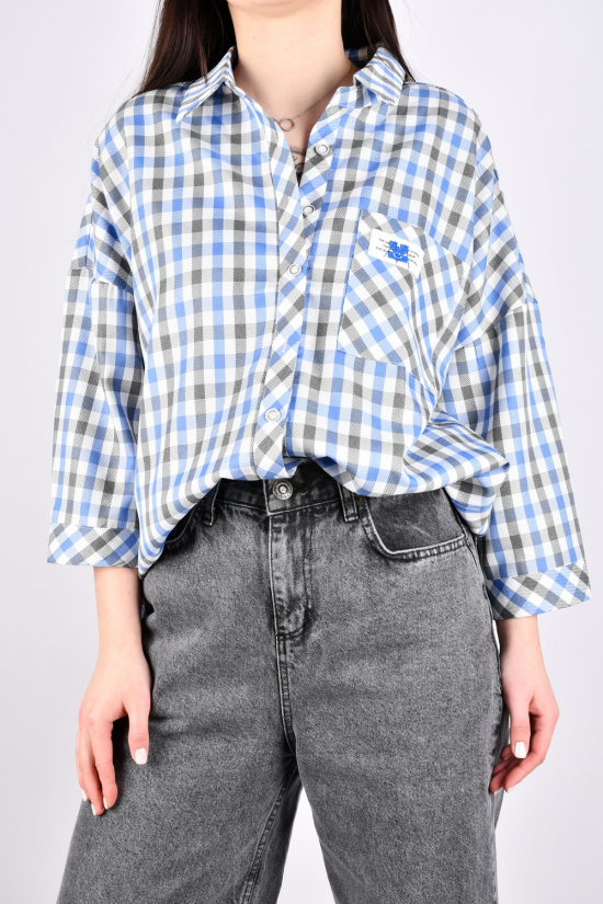 Рубашка женская (цв.голубой) "GERTIE" модель OVER SIZE Размеры в наличии : 44, 46, 48, 50 арт.6184