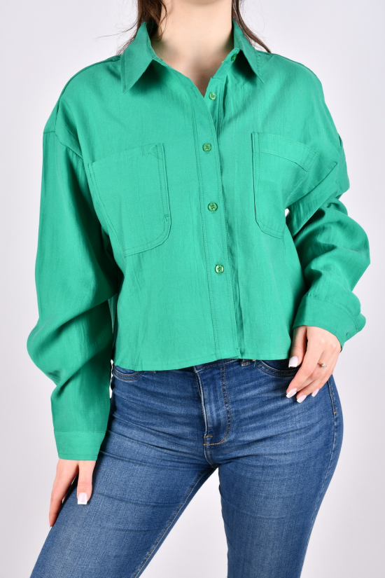 Рубашка женская (цв.зеленый) "QIANZHIDU" модель OVERSIZE Размеры в наличии : 44, 46, 48, 50 арт.EC17052350