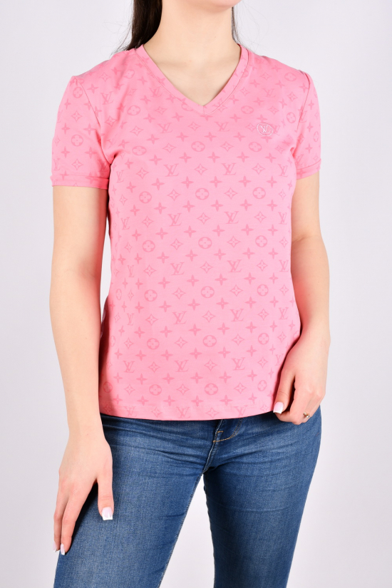Футболка женская (цв.розовый) "Louis Vuitton" (93% cotton, 7% lycra) Размеры в наличии : 42, 46, 50 арт.BYN-189