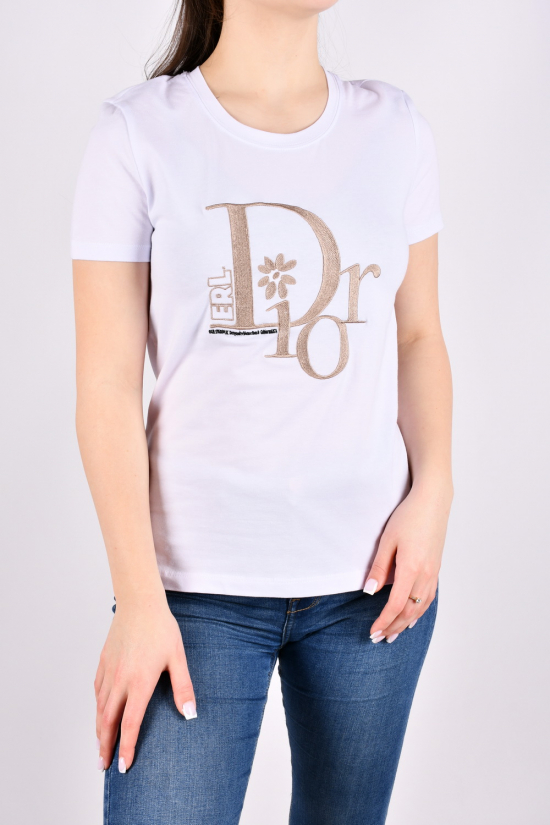 Футболка женская (цв.белый) "Christian Dior" (93% cotton, 7% lycra) Размеры в наличии : 42, 44, 46, 48, 50 арт.BYN-196