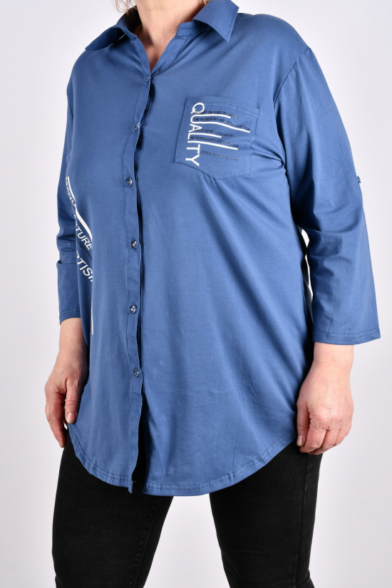Рубашка женская (цв.синий) стрейчевая "ANGORA" Размеры в наличии : 48, 50, 52 арт.699