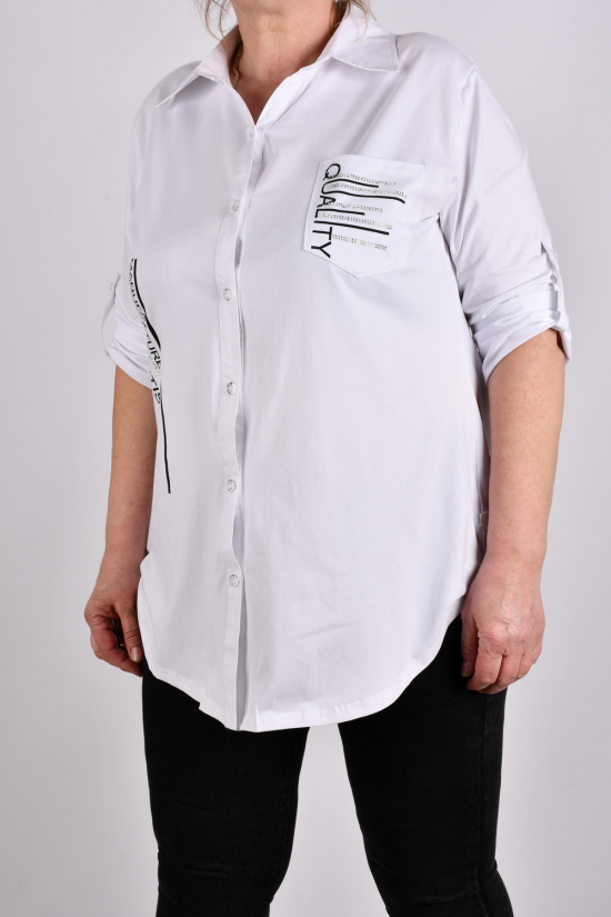 Рубашка женская (цв.белый) стрейчевая "ANGORA" Размеры в наличии : 48, 50, 52 арт.699