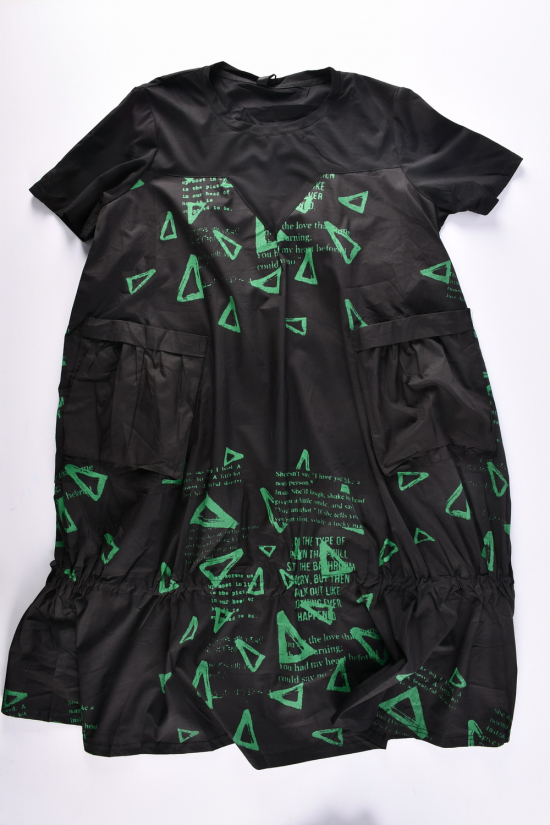 Платье женское (цв.чёрный/зелёный) трикотажное размер 48-50 арт.8806
