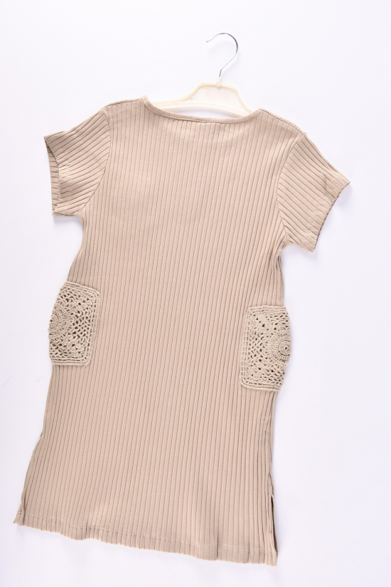 Сукня для дівчинки (кол. латте) тканина рубчик "DECO" Зріст в наявності : 122, 128, 134, 140 арт.402356
