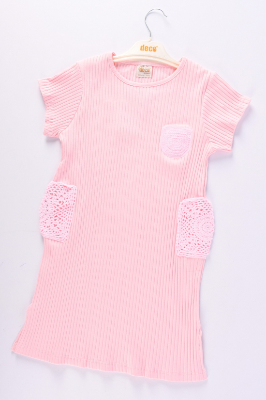 Платье для девочки (цв.розовый) ткань рубчик "DECO" Рост в наличии : 122, 128, 134, 140 арт.402356