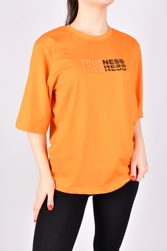 Жіноча футболка (кол. помаранчевий) трикотажна модель Over Size "LALE FASHION" Розміри в наявності : 44, 46, 48, 50 арт.24024