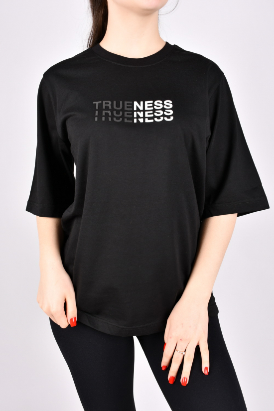 Жіноча футболка (кол. чорний) трикотажна модель Over Size "LALE FASHION" Розміри в наявності : 46, 48, 50 арт.24024