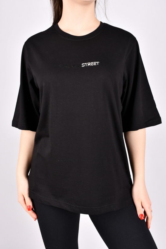 Жіноча футболка (кол. чорний) трикотажна модель Over Size "LALE FASHION" Розміри в наявності : 44, 46, 48, 50 арт.24029