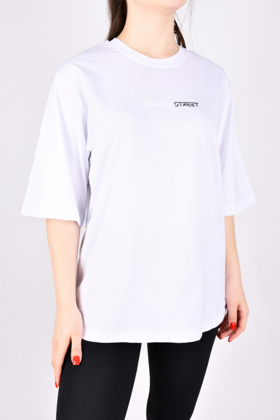 Жіноча футболка (кол. білий) трикотажна модель Over Size "LALE FASHION" Розміри в наявності : 44, 46, 48, 50 арт.24029