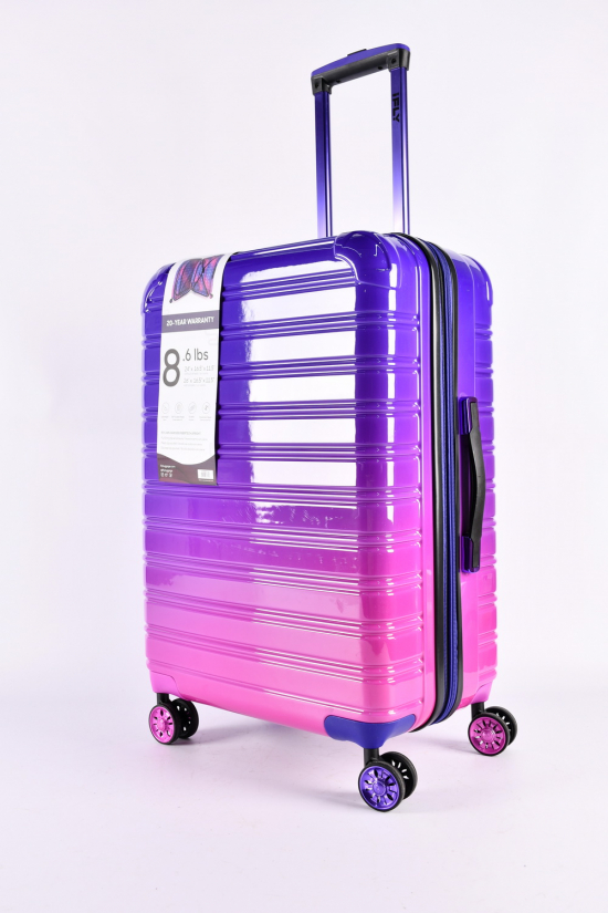 Валіза (колірна фіолетова/рожева) 4 колеса пластикова №3/2 середня (розмір 58/47/28 см) арт.9-H486FT-28
