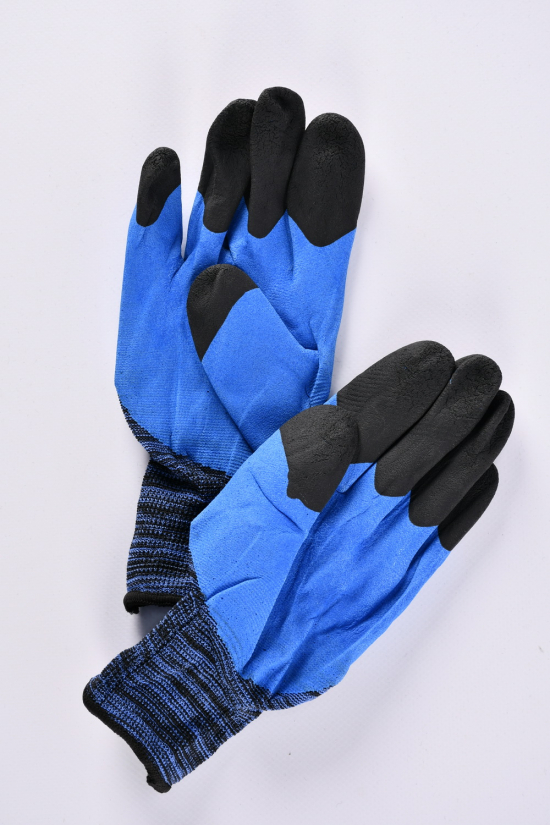 Перчатки с частичным ПУ покрытием (цв.черный/синий, манжет) арт.300