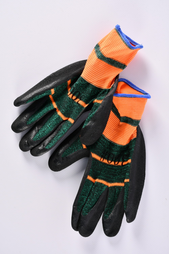 Перчатки тканевые (цв.черный/оранжевый) пена арт.300