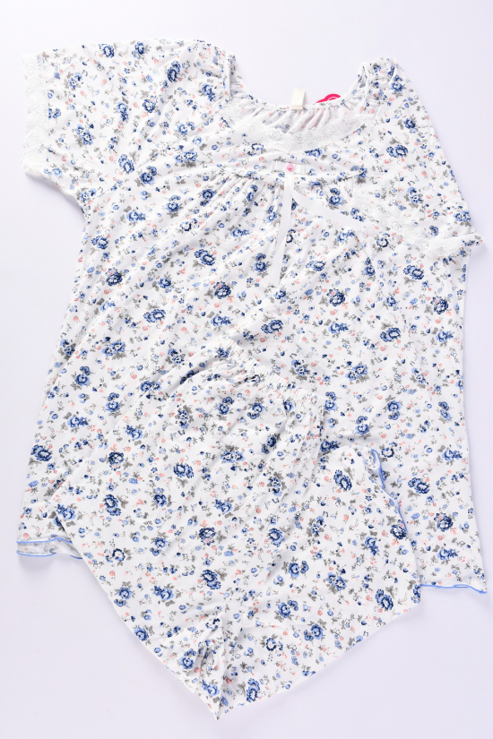 Піжама жіноча (кол. білий/синій) трикотажна Розміри в наявності : 54, 56, 58, 60, 62 арт.309