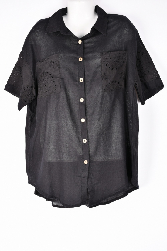 Рубашка женская (цв.черный) ткань лен Размеры в наличии : 50, 52, 54, 56, 58 арт.DC35053564