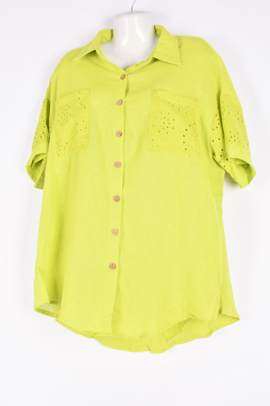 Рубашка женская (цв.салатовый) ткань лен Размеры в наличии : 50, 52, 54, 56, 58 арт.DC35053564