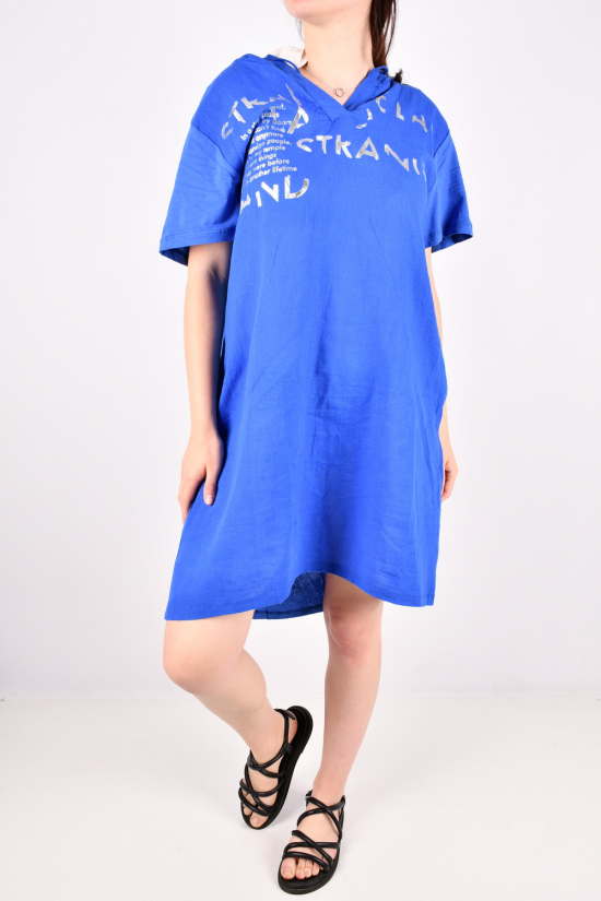 Платье женское (цв.синий)(ткань трикотаж/лен) "QIANZHIDU" Размеры в наличии : 42, 44, 46 арт.E235383